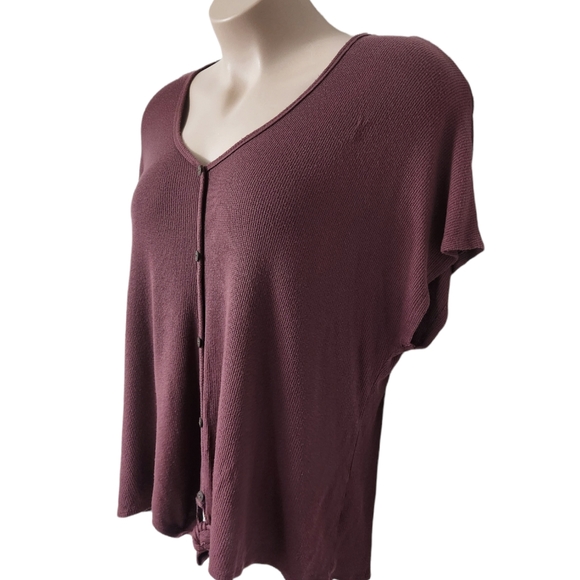 Waffle Knit Tie Front Short Sleeve Top | Home Girl Society | 2XL - Picture 8 of 8